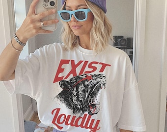 Exist Loudly Graphic Tee, vive la resistance shirt, feminist apparel, womens rights gift, long live rad women, vive la femme tee, resist tee