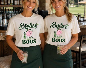 Birdies and boos Halloween golfer shirt, fall tournament outfit, spooky season golfing tee, women’s league matching shirts, 19th hole