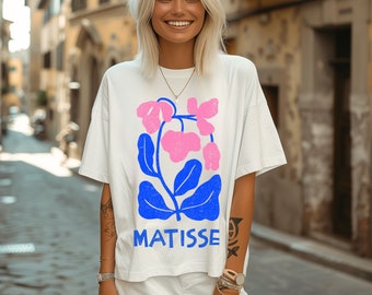 Henri Matisse graphic tee, vintage wash boho floral tshirt, trendy art clothing, famous artist gift, preppy aesthetic tee, bohemian tee