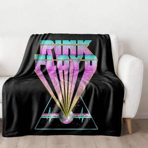 Retro Pink Floyd band Plush Blanket, classic rock band cozy blanket, rock and roll Christmas gift, nostalgic rock band fan gift