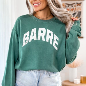 Distressed Barre sweatshirt, barre babe crewneck, workout clothing, cute pilates apparel, gym life shirt, yoga lover shirt, barre instructor