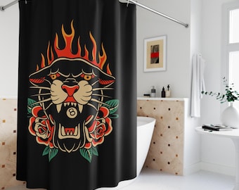 SAILOR JERRY シャワーカーテン Rose Tattoo Print Shower Curtain | Vintage Traditional American