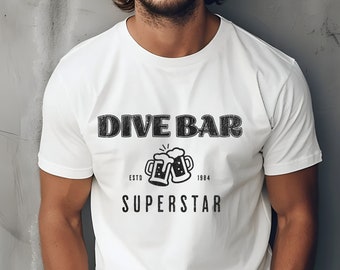 T-shirt grafica da bar per immersioni, lavaggio vintage supporta la tua maglietta da bar per immersioni locale, maglietta per amanti della birra in difficoltà, abbigliamento divertente per alcolici, regalo di tendenza