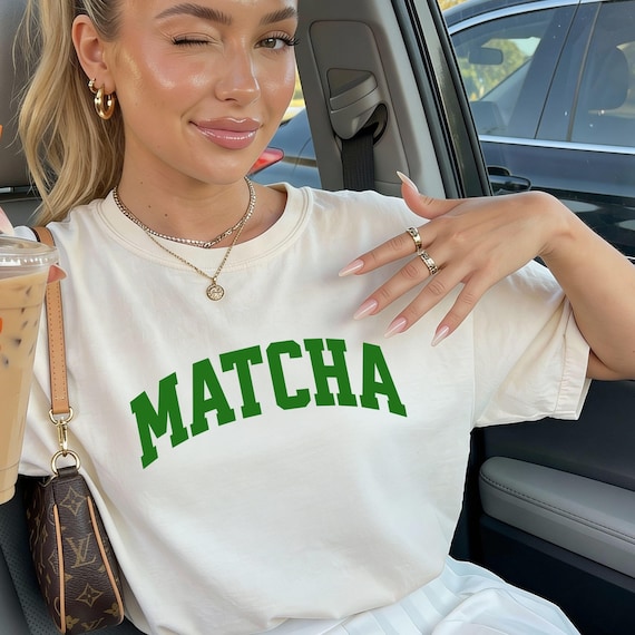 Matcha tee, matcha club shirt, green tea lover gift, pinterest aesthetic weekend vibes outfit, minimalist coffee shirt, slow mornings club
