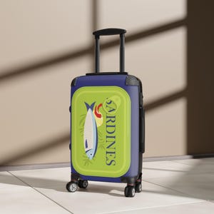 Sardines luggage, tinned fish suitcase, fisherman core unique gift, les sardines travel bag, funky aesthetic fish lover traveling tote