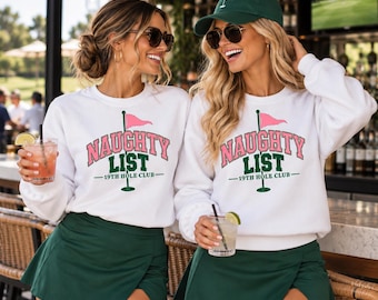 Women's Christmas golf shirt, ladies golfing league matching shirts, fairways holiday tournament outfit, naughty list 19th hole golfer gift