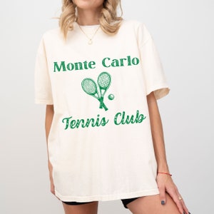 モンテカルロ テニス クラブ T シャツ、レトロでスポーティでリッチな服、テニス プレーヤーへのギフト、ウェルネス クラブ T シャツ、健康は富のシャツ