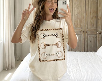 Shirt paard, T-shirt countrymuziekconcert, outfit voor muziekfestival, western esthetische zomertop, T-shirt cowgirl met luipaardprint, cadeau voor haar