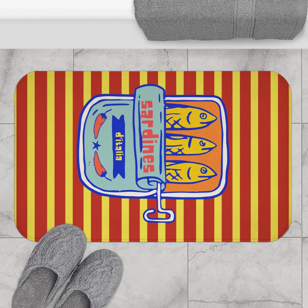 Sardines Bath Mat, Tinned Fish Entryway Rug, Coastal Aesthetic Home ...