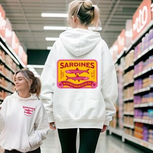 Sardines hoodie, trendy tinned fish club shirt, sardines sweatshirt, sardine lover gift, retro fish tin shirt , fishmerman aesthetic shirt