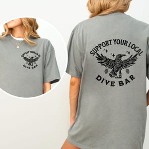 Support Your Local Dive Bar graphic tee, distressed bartender shirt, day drinking apparel, retro aesthetic beer clothing, trendy alcohol tee