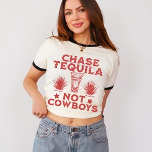 Vintage Tequila graphic tee, distressed cowgirl shirt, trendy western aesthetic apparel, retro alcohol tee, midwest cowboy tears clothing