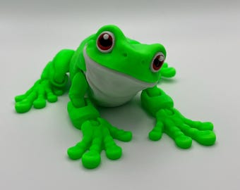 Jouet articulé grenouille imprimé en 3D : plastique PLA flexible