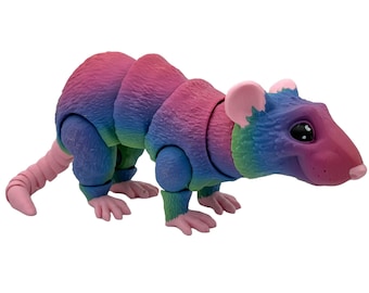 Rat articulé imprimé en 3D : figurine animal agitée