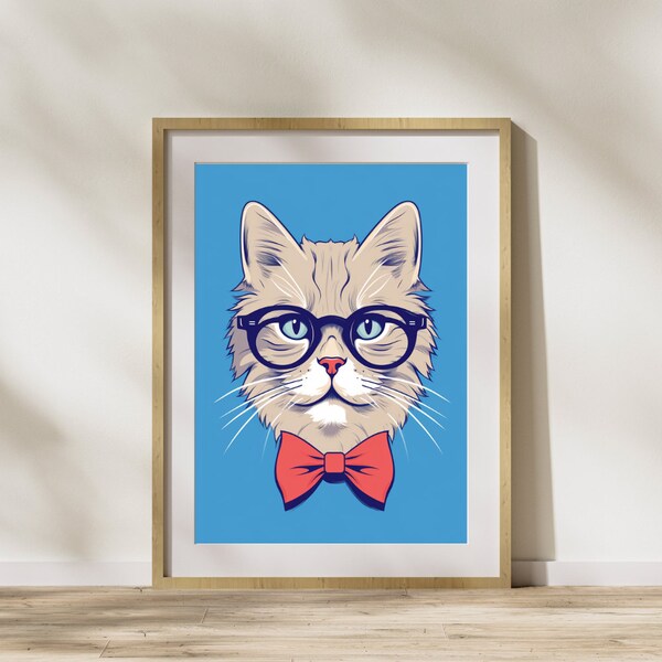 Cat Art Deco Etsy