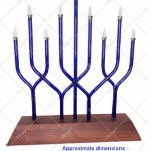 Flickering LED Touch to Light Chanukkiah. Museum Quality Art. Hand Made Blown Glass, Wood & Metal Menorah Hanukkah Hanukkiah Chanukkah Megan image 4