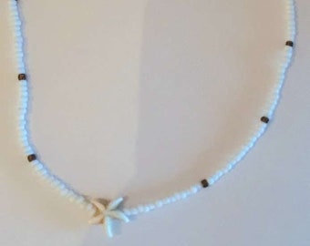 Halskette Kette Perlenkette Sommer Seestern Geschenk Hadmade Strand Urlaub