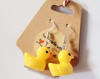 Boucles d'oreilles pendantes boucles d'oreilles canard canard en caoutchouc jaune cadeau vacances d'été plage jardin fête anniversaire