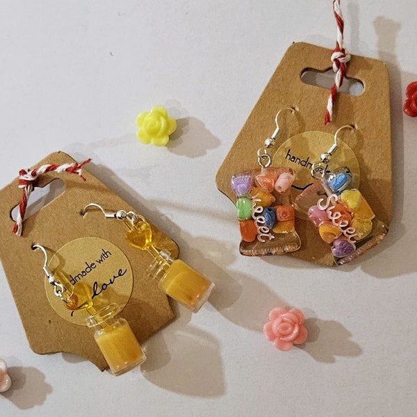 Ohrringe Hängeohrringe Bonbon Getränk Dessert Handmade Geschenk Geburtstag Sommer Schmuck Mode