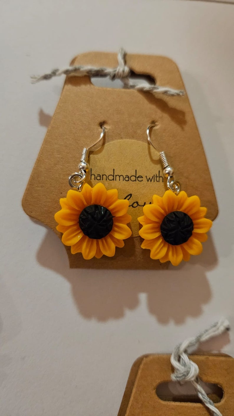 Ohrringe Hängeohrringe Blumen Handmade Geburtstag Geschenk Frühling Sonnenblume