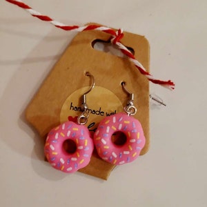 Ohrringe Hängeohrringe Donut Geschenk Sommer Geburtsatg Party Süßigkeiten Schmuck Pink