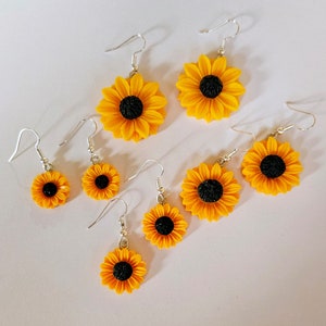 Ohrringe Sonnenblume Hängeohrringe Handmade Geschenk Ostern Sommer Frühling Bild 1