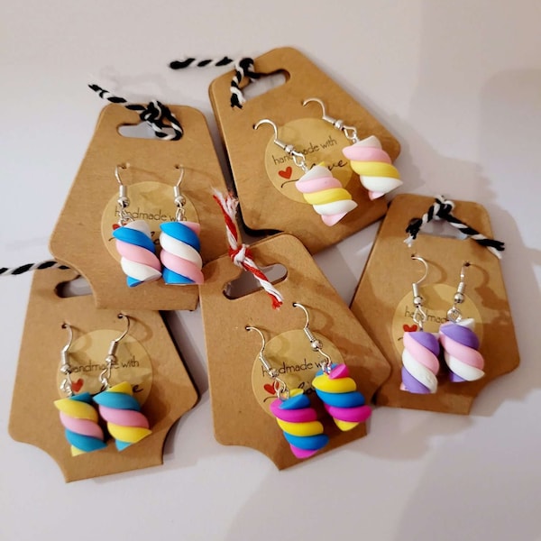 Marshmallow Ohrringe Hängeohrringe Handmade Geschenk Süßigkeiten