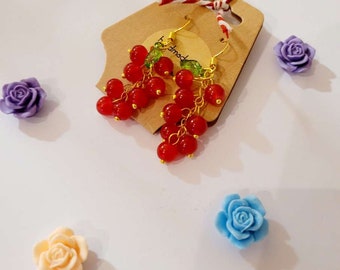 Ohrringe Hängeohrringe rote Johanisbeeren Beeren Geschenk Sommer Frühling Geburtstag Patry Garten Schmuck