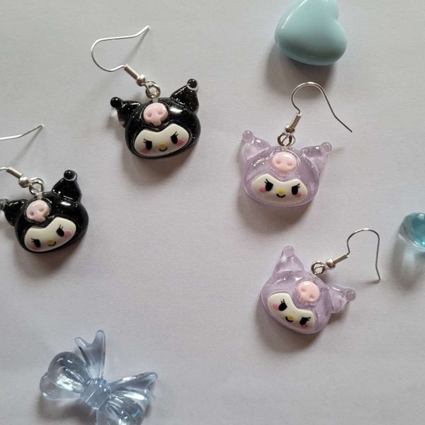 Ohrringe Kuromi Handmade schwarz lila Geschenk Kawaii Schmuck