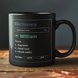 Personalisierte Kaffeetasse mit individuellem Namen Definition Tasse Name Bedeutung Tasse Individueller Text Kollege Kaffeetasse Affirmation Geschenkidee für Mama