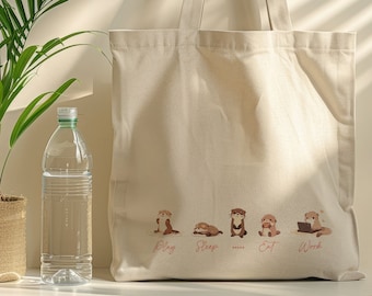 Cute Otter Tote Bag Cute Tote Bag Gift For Otter Lover Sea Otter Funny Gift For Her Otter Cotton Canvas Tote Bag Funny Otter Gift For Moms