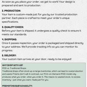 Pode incluir: Um gr&aacute;fico que explica o processo de encomenda de um artigo feito sob medida. As etapas incluem o recebimento do pedido, a produ&ccedil;&atilde;o, o controlo de qualidade, o envio e a entrega. O gr&aacute;fico tamb&eacute;m destaca os benef&iacute;cios da impress&atilde;o sob demanda (POD) em rela&ccedil;&atilde;o &agrave;s lojas tradicionais, como a redu&ccedil;&atilde;o de desperd&iacute;cios e uma abordagem mais sustent&aacute;vel.