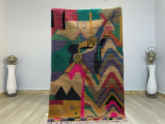 Boujaad Moroccan Rug - Custom Green Rugs For Living Room - Midcentury Modern Decor - Soft Area Rug - Handmade Home Decor - Bohemian Rug