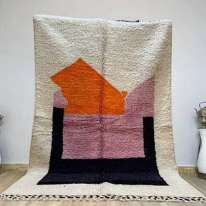 AMAZING ORANGE MOROCCAN Rug - Beni ourain Handmade Morrocan Rug, Authentic Berber Rug, Bohemian Style Rug For Living Room .