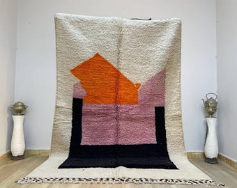 Orange Moroccan Rug: Handmade Beni Ourain Berber Rug