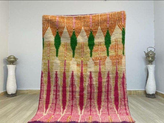 Moroccan rug , Handmade Rug, Colorful Rug For Living Room , Pink Moroccan Rug 5x7 Ft , Berber Rug , Wool Area Rug , Bedroom Rug , boho rug