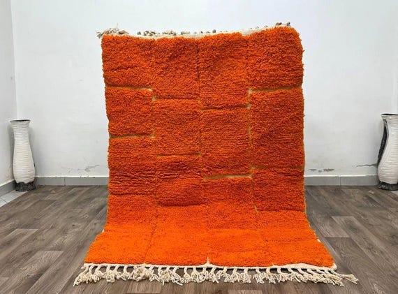 Moroccan rugs orange , rugs for living room , beni ourain rugs , Handmade rugs , Authentic rug , cheap rug, Berber rug Bohemian , Area rug