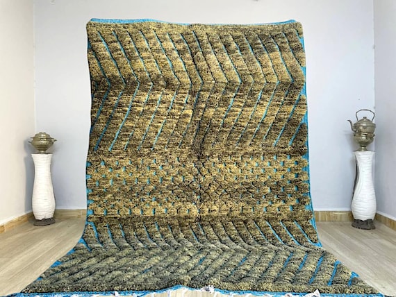 Moroccan rug Green, Beni Ourain Colorful Rug, Wool Rug, Checkered Rug, Handmade Rug, Custom Beni Ourain rug, Style Moroccan Rug , Custom rug