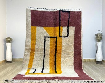 Handmade Beni Ourain Wool Rug: Moroccan Berber Style, Custom Size Available