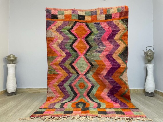 Custom Fabulous Boujad Rug, Authentic Moroccan Rug, Azilal rug, Abstract Multicolored Carpet, Handmade Moroccan Rug, Bohemian rug
