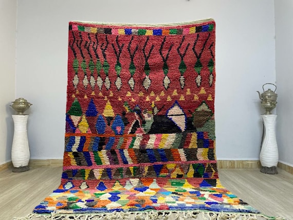 Custom Morrocan Rug,Amazing Multicolored Rug ,Handmade Moroccan rug,Authentic Boujaad Rug ,Artistic Moroccan Rug