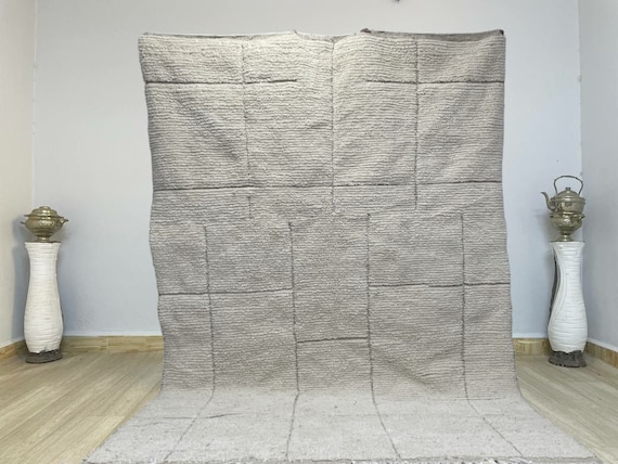 White Beniourain Rug, Sheep Wool Rug, Tribal Berber Rugs, Warming Home Rug, Teppich, Handmade Rug, Area rug for living, Custom size rug,