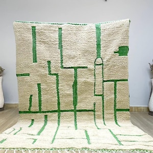 Amazing Moroccan Moss rug , Handmade Moroccan Rug , Custom Morrocan Rug , Tufted Green Grass Gardening Shape Rug , Rug For Living Room
