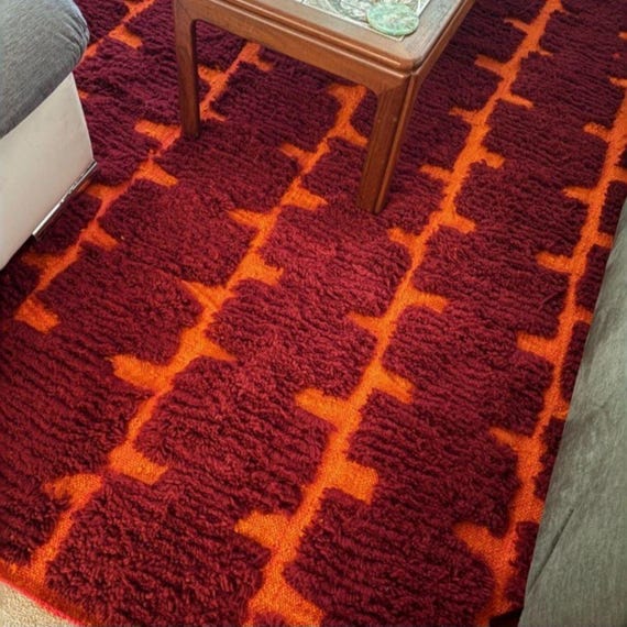 Burnt Orange Scandinavian Woven Washable Wool Area Rugs 11x14