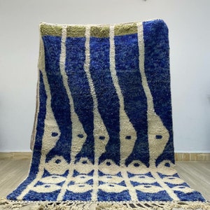 Incredibile tappeto marocchino blu - Tappeto marocchino - Tappeto Area Beniourain per soggiorno - Tappeto berbero marocchino - Handgefertigter Teppich