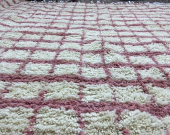 Handmade Pink Moroccan Rug: Authentic Berber Wool Rug