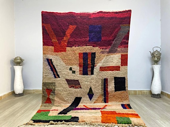 MOROCCAN ORANGE Rug - Handmade Morrocan Rugs, 5x7 Authentic Berber Rug, Bohemian Style Rug For Living Room .