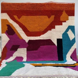 AMAZING ORANGE MOROCCAN Rug - Beni ourain rug ,Handmade Morrocan Rug, Authentic Berber Rug, Bohemian Style Rug For Living Room .