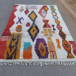 Colorful berber Rug, Moroccan rug 8x10, Rugs for Living room, Custom handmade rug, Wool Berber rug, Orange Beni ourain rug