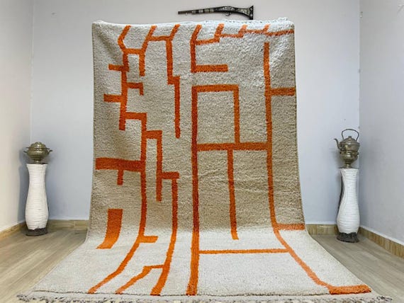 AMAZING ORANGE MOROCCAN  Rug – Handmade rug – Orange narrow morocco rug – Bohemian runner carpet- Custom Beni ourain rug - Genuine wool rug